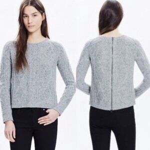 Madewell Palisade Wool Back Zip Cable Knit Sweater
